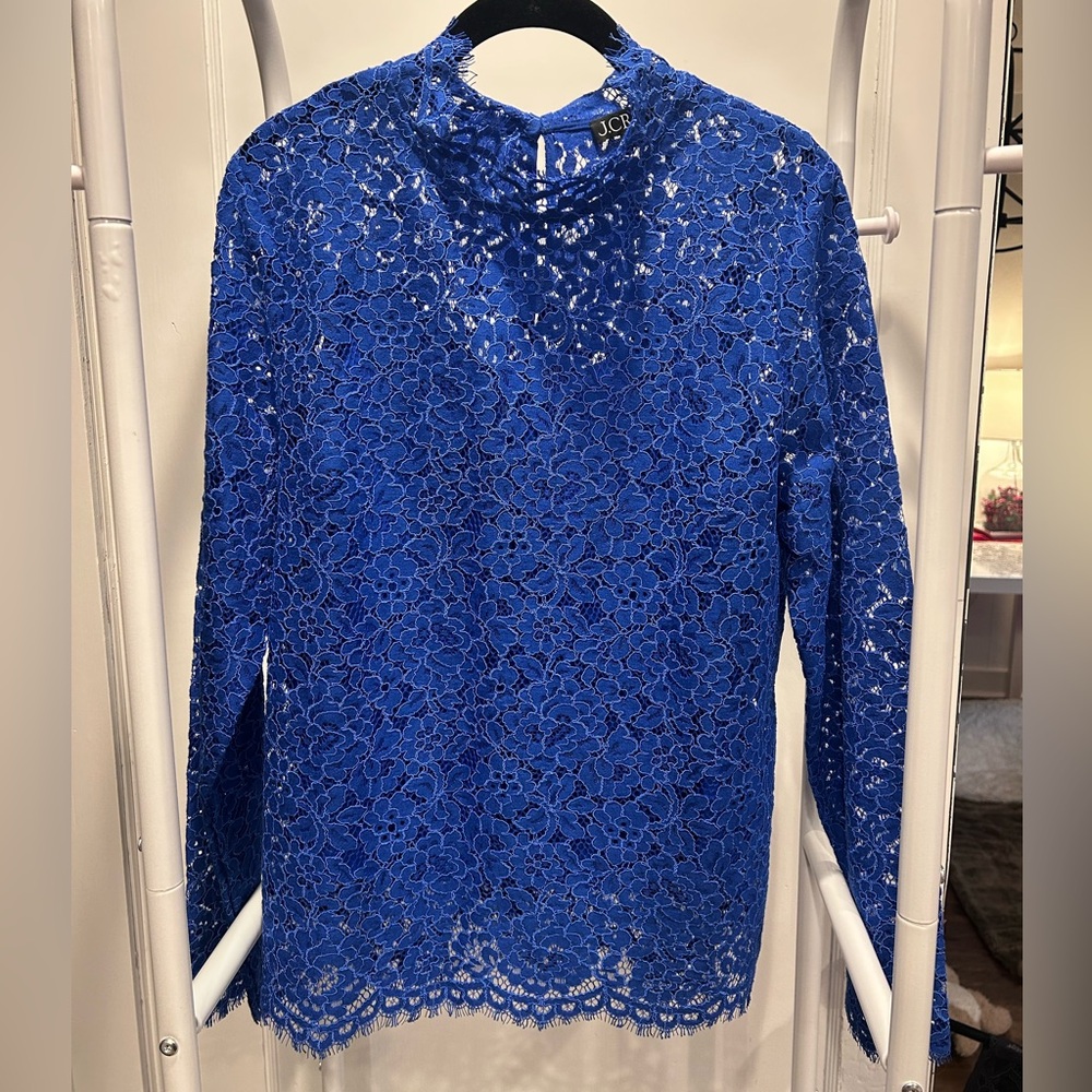 NWOT J. Crew Blue Lace Blouse